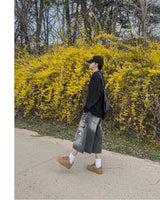 Sheer Raw-Edge Waffle Long Sleeve