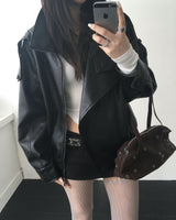 High neck leather jacket