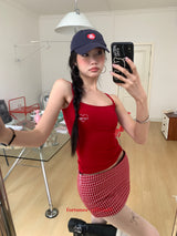red apple sleeveless top