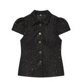 Lurex Tweed Puff Blouse
