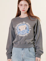 Women's Bear Friends ピグメントスモーキークロップドスウェットシャツ チャコール (FCF1TS206W)