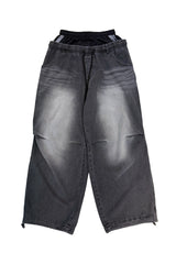 Sagging double denim banding pants