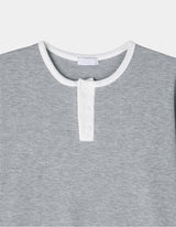 ワッフルカラーマッチングフィンガーホールラウンド長袖Tシャツ
