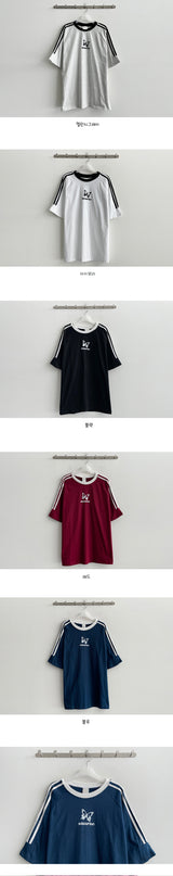 モダインアスラントナグランバタフライトラックラインショートスリーブtシャツ