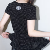 フリルレイヤードドットTシャツ (Black) F25QB128