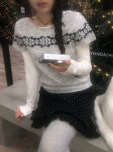 Ulba Snowflake Nordic Short Sleeve Knit