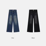 [Unisex] カーブラインフレアデニムパンツ(2color)