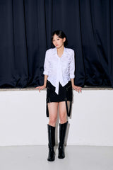 ELISE TIE SHIRRING SHIRT / WHITE
