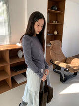 タカン ストライプ ラウンド ロングスリーブ Tシャツ