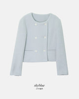 [SHOPPERMADE] ノーカラー Wool65 ダブルジャケット (2color)