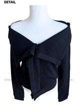 Black Off-Shoulder Cover Long Sleeve T-Shirt