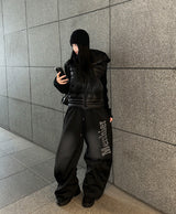 Black tech knit padding jacket