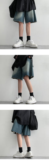 Latty Vintage Cutting Washed Bermuda Denim Shorts