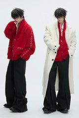 Wool Pleated Flare Trousers