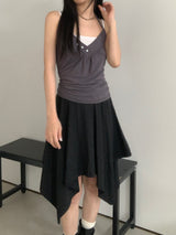 Moen V-Neck Halter-Neck Button Top