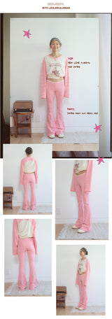 stripe boot cut pants red
