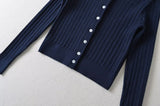 Basic Cable Round Neck Cardigan