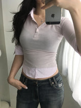 Pintuck Collar 3/4 Tee