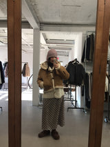 フェムダッフルフードフェイクシャーリングジャケット (2color)