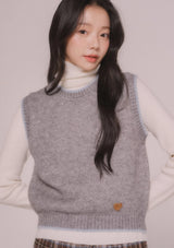 シンプルラインニットベスト (Light Gray)