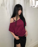 レカンオフショルダー半袖Tシャツ