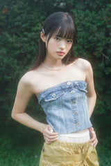 デニムオフショルダートップ