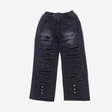 (Unisex) パッチメントウィズオープンバックデニムパンツ
