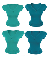 Zoey Vivid Button Top (6color)