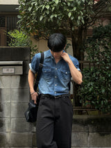 Ron western denim short-sleeved shirt