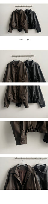 Tende collar leather jacket