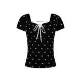 スターパターンリボンスリムTシャツ