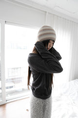 fluffy stripe color beanie(4colors)