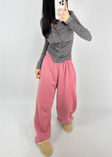 (FLEECE VER./SUPER DEAL👍🏻) 6 COLORS THICK EFFORTLESS CHIC FLEECE FLEECE-LINED TRAINING PANTS