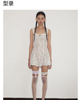 rirri Summer New Arrival Lace Trim Bow Accent Princess A-Line Slimming Short Dress