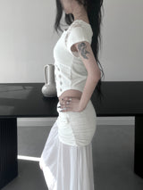 luel lace button short sleeve (2color)