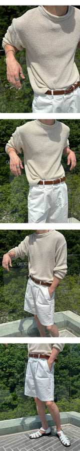 [S/S] Hazzi boucle linen round neck knit(4color)