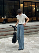 [SET] アベンカットマッスルフィット半袖Tシャツ + メールカットフレアフィットデニムパンツ