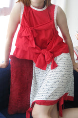 Red lace-on bow vest