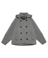 HOODED DOUBLE HALF COAT GREY