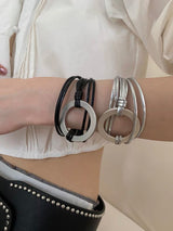 O ring leather bangle(2color)