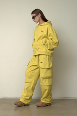 EEERRR Basic logo needlework hoodie (Melange Yellow)