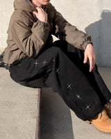 Stellon Cross Embroidery Balloon Pants