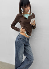 [MADE] Yusia Layered Snap Long Sleeve T-shirt