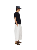 6CRAYON Black Box Fit T-Shirt with Offset Spliced Neckline & Classic Flock Print