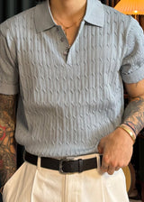 S/S Cable Collar Short Sleeve Knit 8COLOR