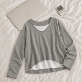 U-neck long-sleeve T-shirt + tank top set, tank V-neck knit set (4 colors)