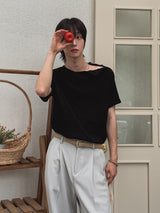 Uke ショルダーヘンリーネックマッスルフィットハーフニット