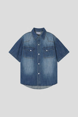 LMN Labo Slab Western Short-Sleeve Denim Shirt (5 colors)