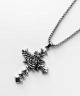 Silver Rose Cross Necklace