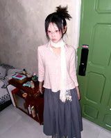 (2color) Embossed Ditsy Flower Bracelet Shirt
